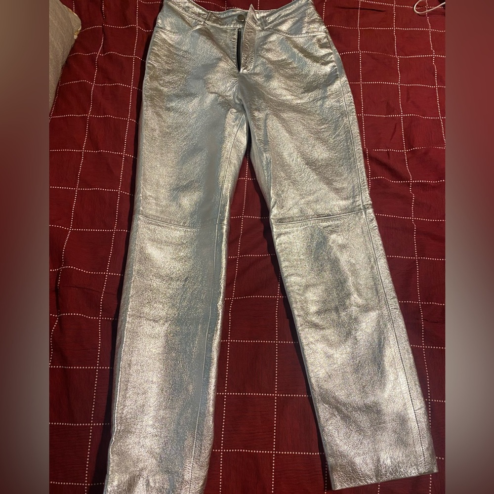 IPA leather metallic pants,
